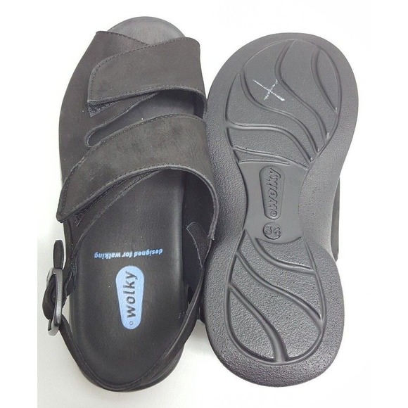 Wolky Sandals Womens Nimes Size 5.5 Nubuck Leather Shoes 2 Strap Slingback 617 - Picture 12 of 12